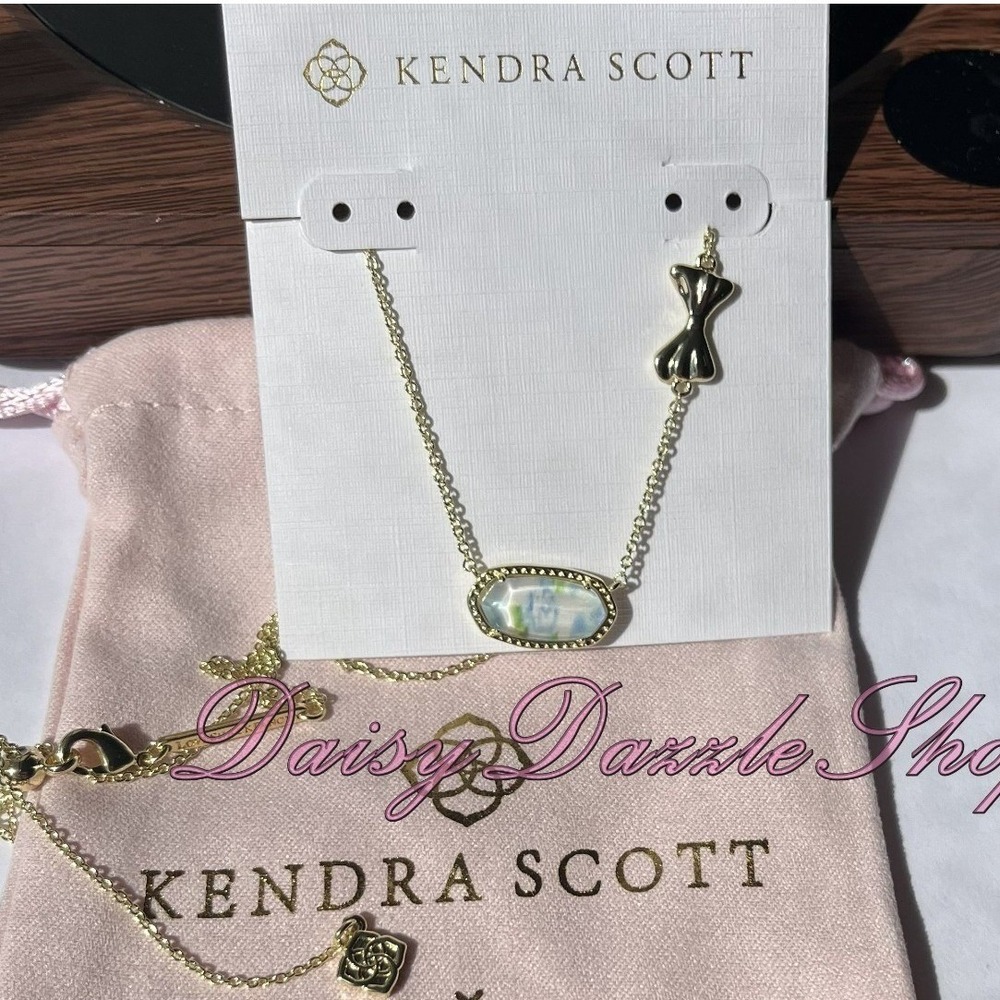 🩵New Kendra Scott X Love Shack Fancy Elisa Blue Blooming Heirloom Necklace 🎀